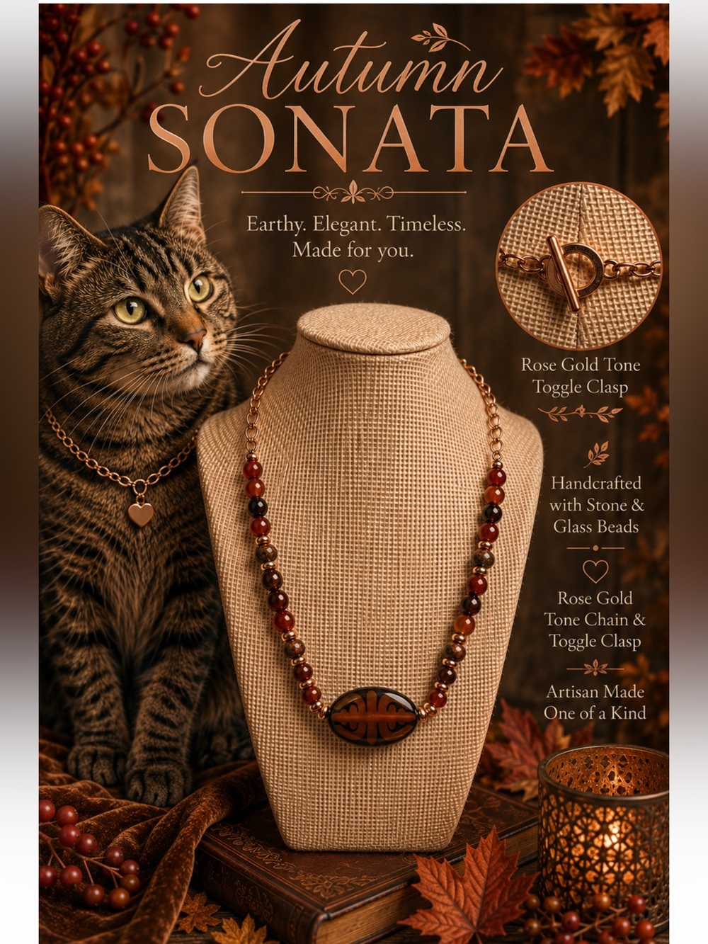 Artisan Autumn Sonata Glass and Stone Bead Necklace